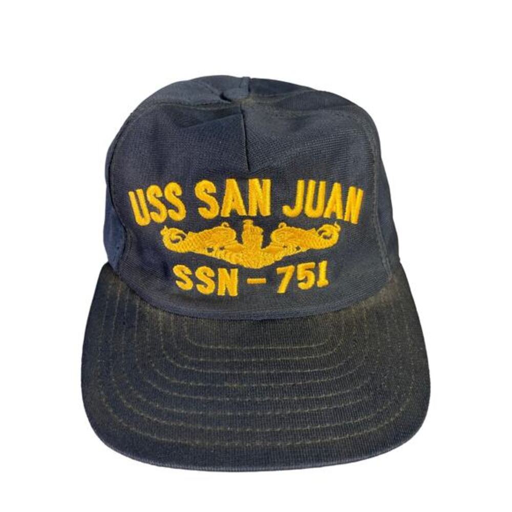 Vintage USS San Juan‎ SSN-751 Navy Blue Snapback Hat Unisex Adult